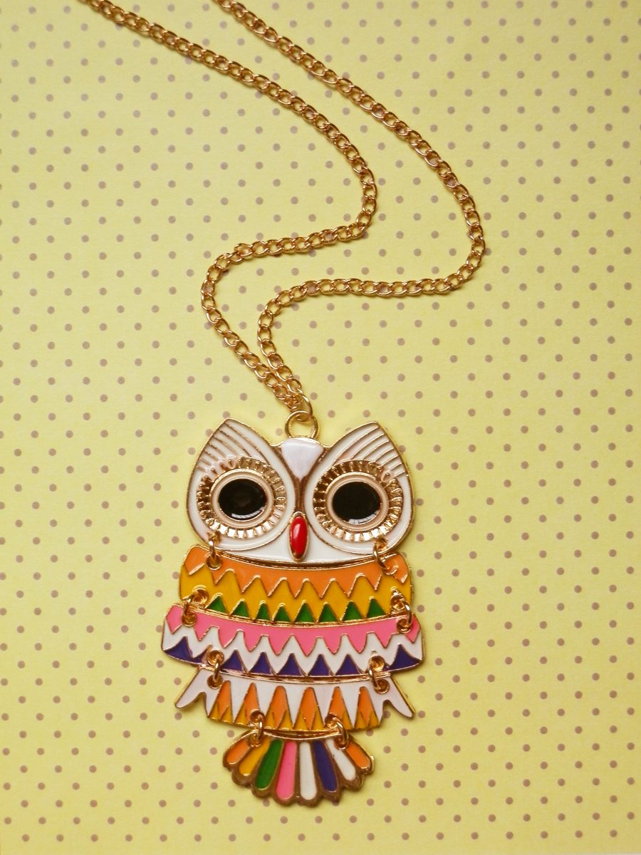 Colar Feminino com Pingente de Coruja Tropical - Imagem 2